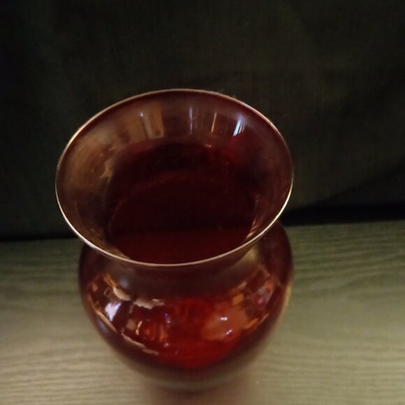 Vintage Ruby Red Glass 8" Flower Vase - Picture 2 of 4